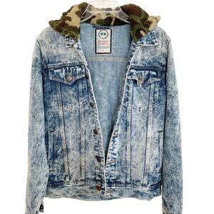 Refinery Republic Men's Denim Camo Hooded Jacket Small NWT